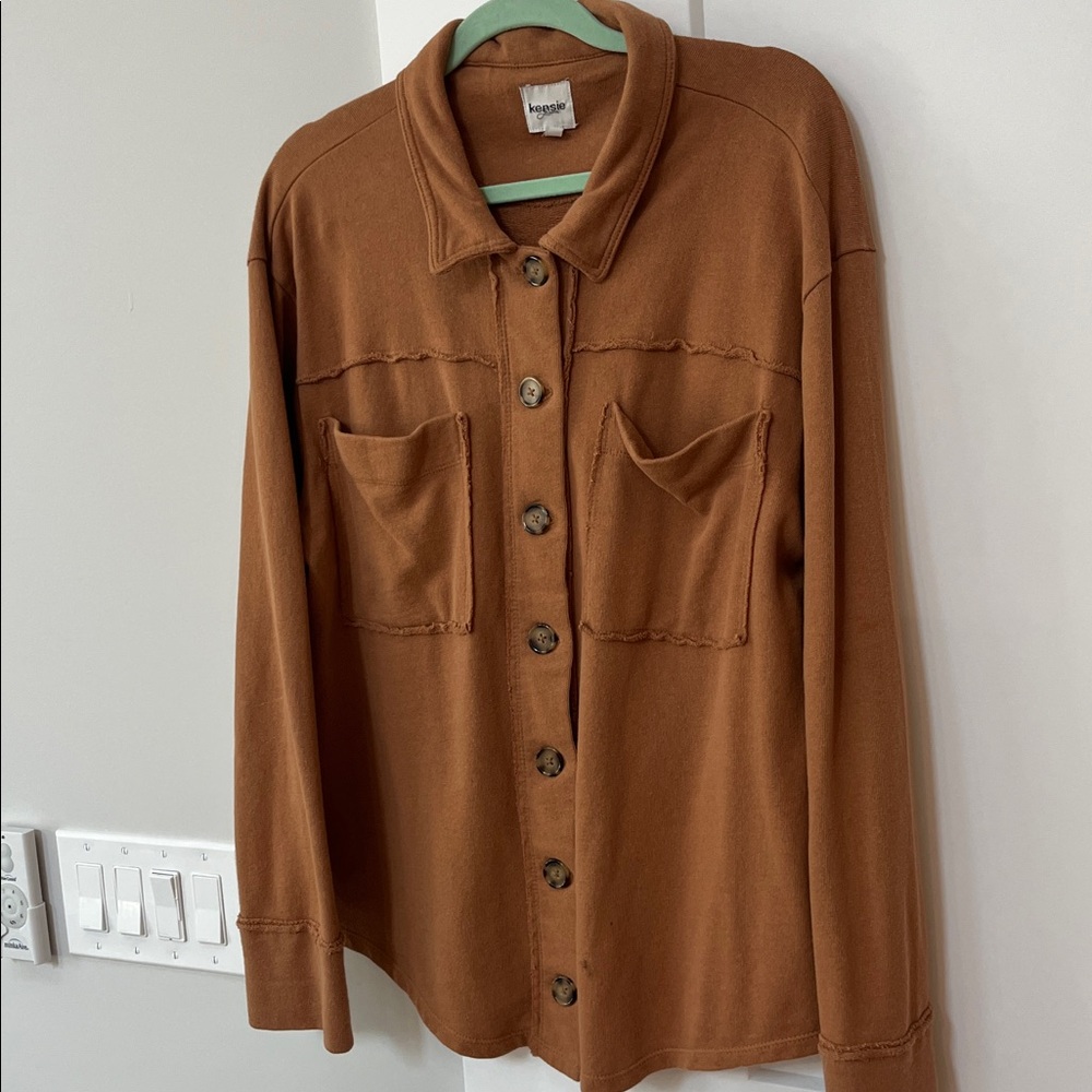 Kensie Rust-Brown Button Utility Jacket - image 2